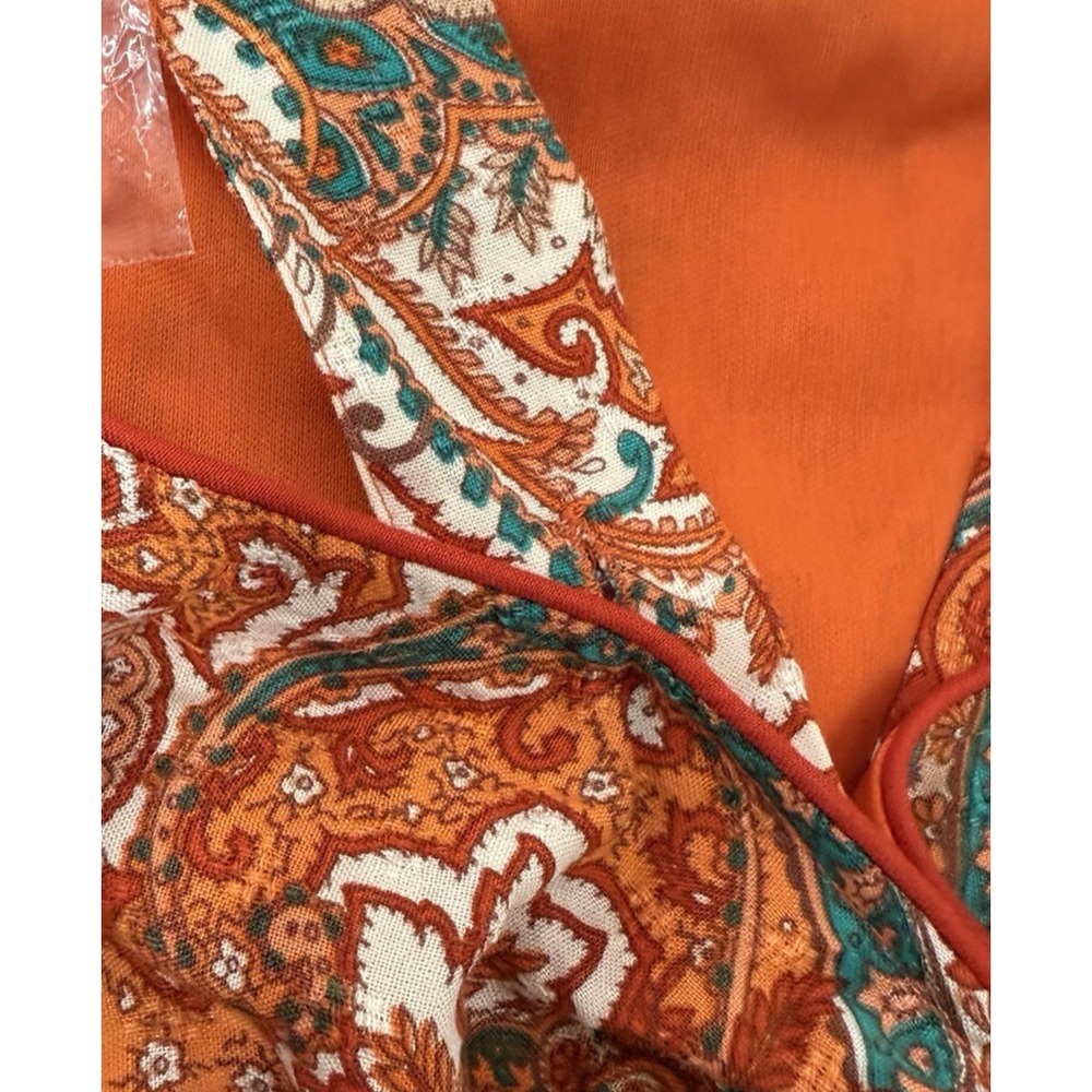 NWT Band of The Free Women's S Adella Orange Paisley Handkerchief Crop Top - Picture 10 of 16